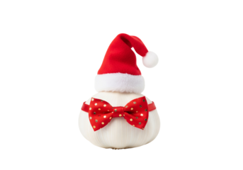 Charming Christmas Decoration with Santa Hat and Red Polka Dot Bowtie
