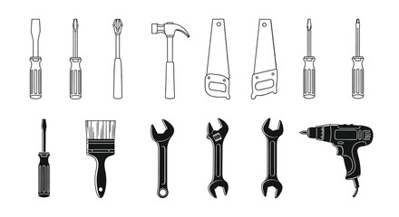 Obraz premium Collection of assorted hand and power tools for repair and construction work