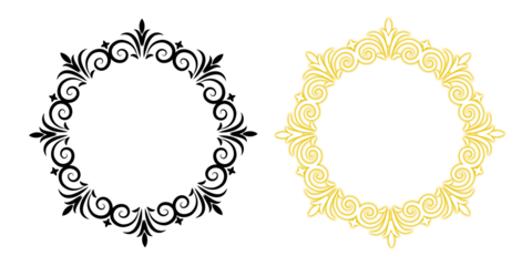 Ornamental gold frame on black background vector illustration