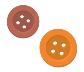 Two colorful sewing buttons on black background