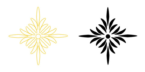 Fototapeta premium White and gold stylized flower emblem design