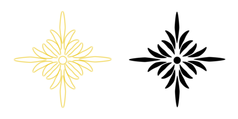 White and gold stylized flower emblem design
