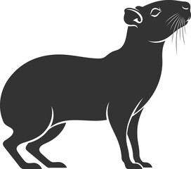Silhouette illustration of a capybara looking up