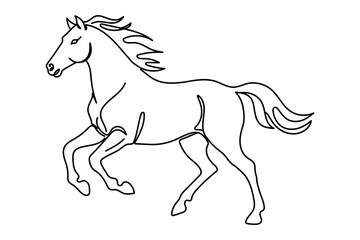 Running horse. Horse year. Continuous line drawing. Editable stroke