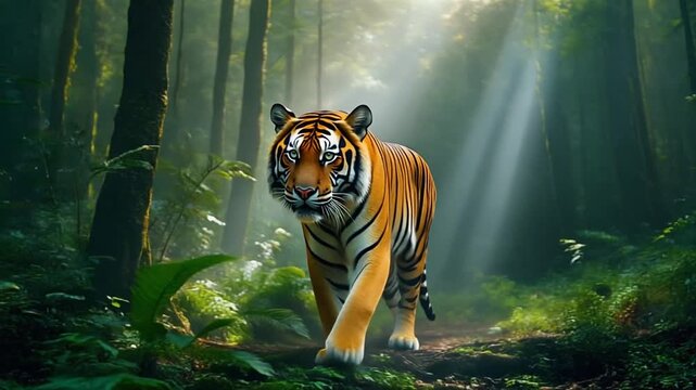 Slow Motion Tiger Walking in Misty Rainforest &ndash; Cinematic Wildlife Footage