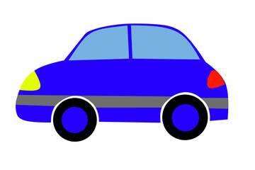 
Simple Blue Cartoon Car Illustration on White Background
