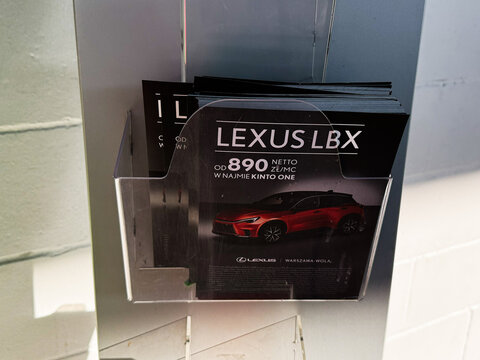 Lexus LBX brochure on display at Warsaw