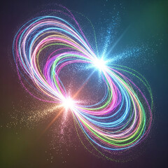 무한히 회전하는 실루엣의 교차점에서 발광이 일어나는 모습