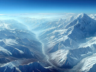 Snow capped mountain range