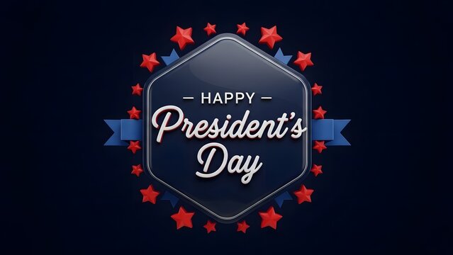 Happy president's day hexagon with stars and ribbon decoration