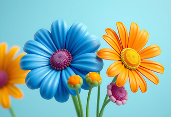Bright spring daisy garden isolated on transparent background