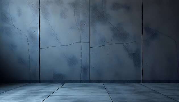 Black and blue abstract cement wall and studio room , interior texture for display products.wall background.Depth of field technique image, masterpiece. White tone
