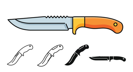 Find the best hunting knife vector illustration and knife outline