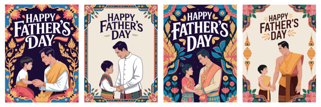 Thailand’s Father’s Day with Illustrations of Father Child Bonding Moments