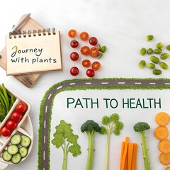 Vegetables forming a road representing the path to health