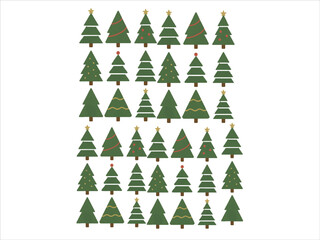lat Christmas tree variations, minimalist seasonal illustration
