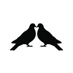 Two birds facing each other in a romantic silhouette
