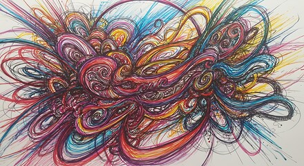 Vibrant Abstract Swirls and Lines in a Dynamic Composition.
