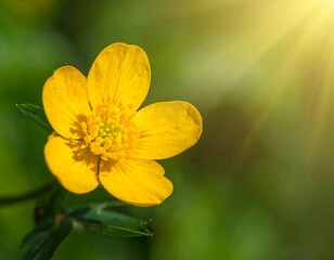 Radiant buttercup bloom basking in the golden sunlight, awakening nature's beauty