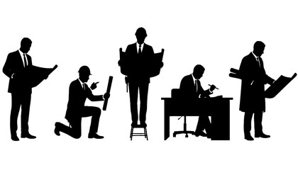 Architect Engineer Blueprint Silhouette