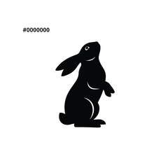 Obraz premium A black silhouette of a rabbit looking upwards silhouette