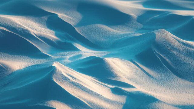 Rolling Snow Dunes Under Bright Sunlight in High-Resolution Aerial Shot