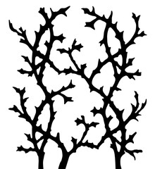 Abstract bio organic tree branch with thorns Y2K stylized vector illustration