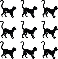 set of cats silhouettes