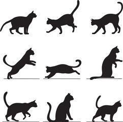 set of cats silhouettes