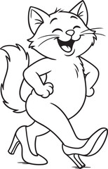 Funny cartoon vector illustration of a cute domestic kitten playing with cat