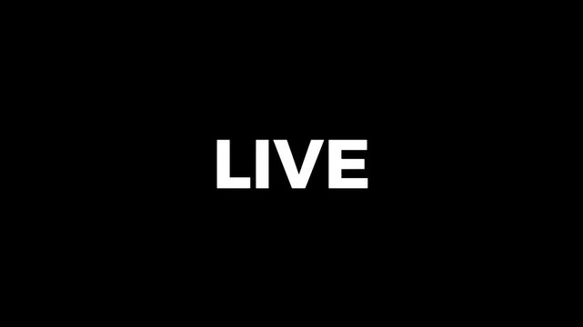 Red Live Stream Button with transparent background, Live streaming icon animation with alpha channel, 4k Animated red button live streaming broadcast suitable for TV Shows, and social Live.