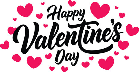 Happy Valentines day background with heart and typography of  valentines day text, vector illustration
