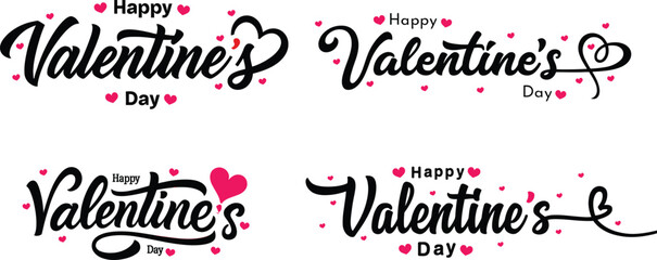 Happy Valentines day background with heart and typography of  valentines day text, vector illustration
