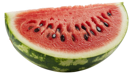 Vibrant red watermelon slice with seeds, fresh and juicy fruit