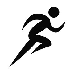 Black Silhouette Of Person Running Fast Isolated On White Background Art