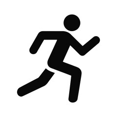 Black Silhouette Pictogram Of Person Running Isolated On White Background