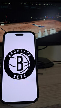 Smartphone With Brooklyn Nets Logo