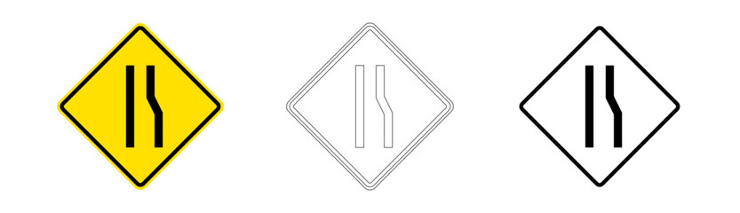 Road narrows on the right traffic sign in vector format