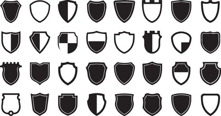 Set of Various Black Heraldic Shield Shapes Collection in Vector Format