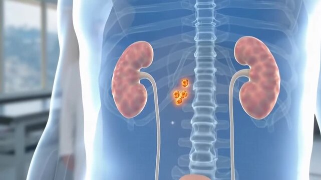 Visualizing Kidney Health: A Detailed Look at Renal Anatomy and Function in a Medical Context, Highlighting Potential Issues Such as Tumors or Stones