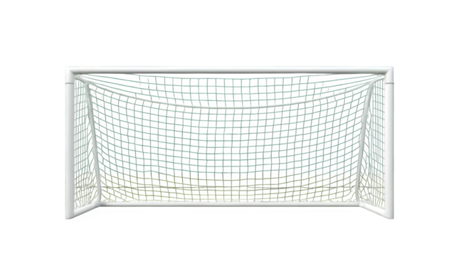 White Football Goal Post with Net on transparent background - Powered by Adobe