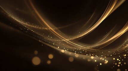 Abstract golden light streaks and bokeh on a dark background