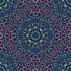 Geometric seamless oriental boho mandala mosaic pattern - bohemian kaleidoscope abstract geometrical vector background