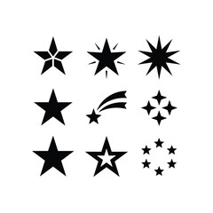 Obraz premium Collection of nine distinct black star icons in a grid layout on a white background