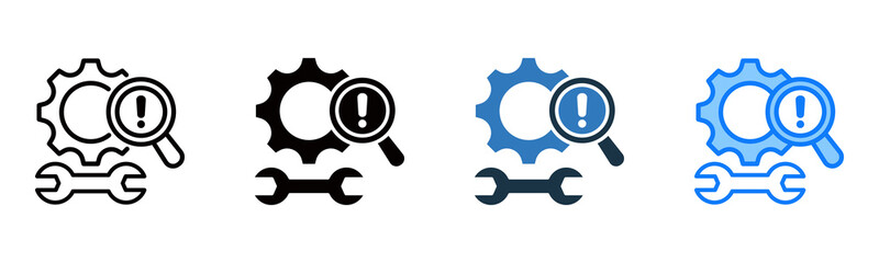 Troubleshooting icon multiple style vector illustration