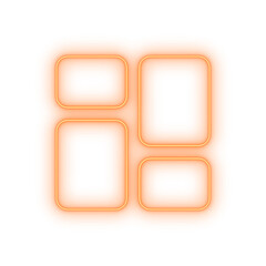 Abstract orange neon tile symbol, a luminous icon for a digital interface or futuristic project