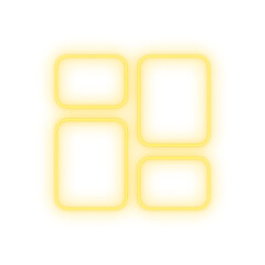 Shining yellow neon window graphic for a creative user interface or abstract symbol collection