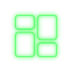 Bright lime green illuminated layout icon perfect for a technology app or digital navigation