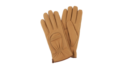 A stylish pair of light brown leather gloves, featuring classic details like knuckle vents, perfect for driving or dressing up. background removed