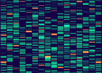 Genomic data visualization. Abstract DNA sequencing and genome mapping graphics. Scientific concept for medical research, biotechnology, and genetic testing. Vector illustration.